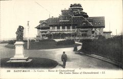 CPA Saint Malo Le Casino Statue de Chateaubriand
