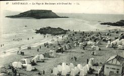 CPA Saint Malo La Plage de Bon Secours et le Grand Bey