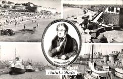 CPA Saint Malo Cite Corsaire Plage de Bonsecours les Remparts Le Fataise et le Brittany Le Bassin