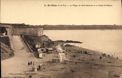 CPA Saint Malo (I et V) La Plage de Bon Secours et la Porte St Pierre