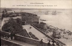 CPA Saint Malo Cote d'Emeraude Square de la Hollande et Plage de Bon Secours