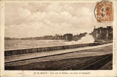 CPA Saint Malo Vue sur le Sillon un jour de tempete