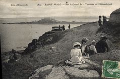 CPA Saint Malo cote d'Emeraude Sur le Grand Be Tombeau de Chateaubriand