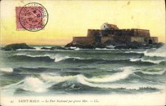CPA Saint Malo Le Fort National par grosse Mer