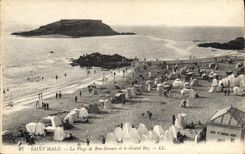 CPA St Malo La Plage de Bon Secours et le Grand Bey