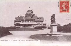 CPA St Malo Le Casino La Statue de Chateaubriand