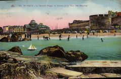 CPA St Malo La Grande Plage le Casion et la Tour des Moulins