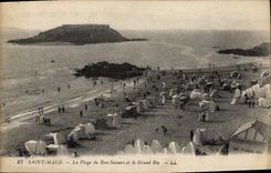CPA St Malo La Plage de Bon Secours et le Grand Bey