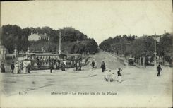 CPA Marseille Le Prado vu de la Plage Tramway