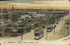 CPA Marseille Bassins et Quais de la Joliette Tramways