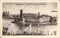 CPA Marseille Le Fort St Jean et la Cathedrale