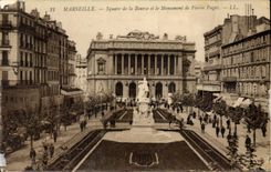 CPA Marseille Square de la Bourse et le Monument de Pierre Puget