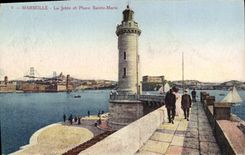 CPA Marseille La Jetee et Phare Sainte Marie