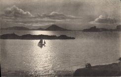 CPA Marseille Coucher de Soleil Le Chateau d'If et les Iles