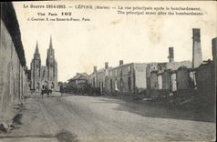 CPA La Guerre 1914 1915 Lepine Marne La rue principale apres le bombardement 