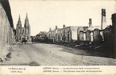 CPA Lepine Marne La rue principale apres le bombardement 