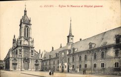 CPA Reims Eglise St Maurice et Hopital general 