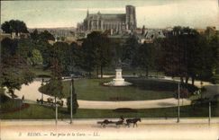 CPA Reims Vue prise de la Gare 