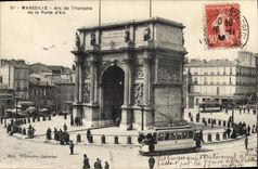 CPA Marseille Arc de Triomphe de la Porte d'Aix Tramway