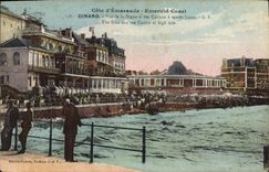 CPA Cote d'Emeraude Dinard Vue de la Digue et des Casinos a maree haute 