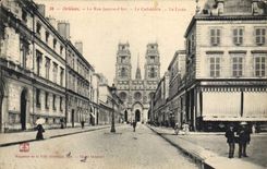 CPA Orleans La Rue Jeanne d'Arc La Cathedrale Le Lycee 
