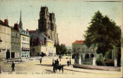 CPA Orleans La Place de l'Etape et la Cathedrale 