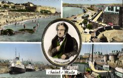 CPA Saint Malo Plage de Bonsecours Les Remparts Le Bassin 