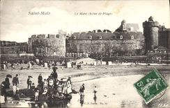 CPA Saint Malo La Mare Scene de Plage 
