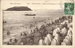 CPA Cote d'Emeraude Saint Malo Plage de Bon Secours a l'haute 