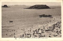 CPA Saint Malo Le Grand et le Petit Bey a maree haute 