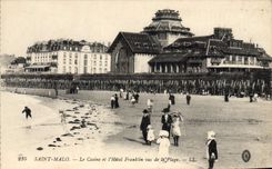 CPA Saint Malo Le Casino et l'Hotel Franklin vus de la Plage 