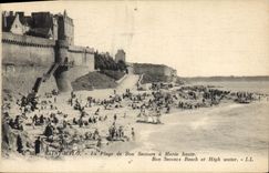 CPA Saint Malo la plage de Bon Secours a Maree haute 