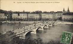CPA Lyon Le Pont du Change Place d'Albon et le Quai de la Pecherie 