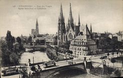 CPA Strasbourg Pont des Vosges eglise Saint Paul et cathedrale 