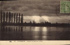 CPA Strasbourg Coucher du soleil sur le Rhin 