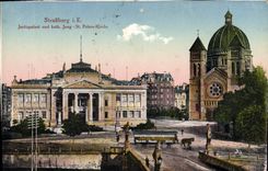 CPA Strasburg Justizpalast und kath jung Ste peters Kirche 