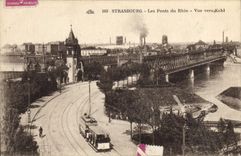 CPA Strasbourg les ponts du Rhin vue vers Kehl 