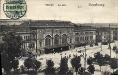 CPA Strasbourg Bahnhof la gare 