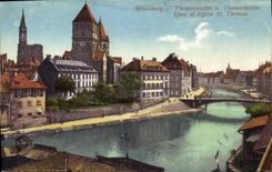 CPA Strassburg quai et eglise St Thomas 