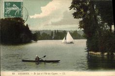 CPA Enghien le lac et l'Ile des Cygnes 