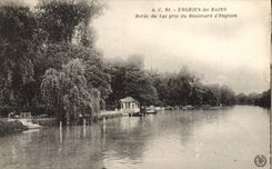 CPA Enghien les Bains bords du lac pris du Boulevard d'Enghien 