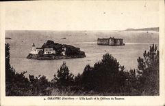 CPA Carantec Finistere l'Ile Louet et le chateau du Taureau 