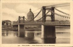 CPA Toulouse pont suspendu sur la Garonne 