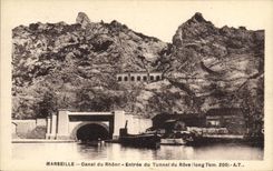 CPA Marseille Canal du Rhone Entree du Tunnel du Rove 