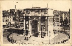 CPA Marseille La Place Jules Guesde et l'Arc de Triomphe