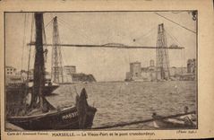 CPA Marseille Le Vieux Port et le pont transbordeur