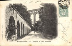 CPA Roquefavour depuis la gare au pont 