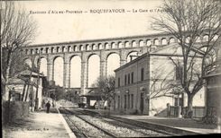 CPA Roquefavour La Gare et l'Aqueduc