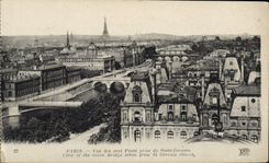 CPA Paris Vue des Sept Ponts prise de Saint Gervais Tour Eiffel