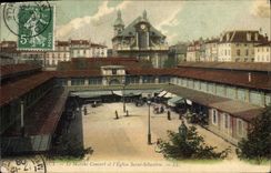 CPA Nancy Le Marche Couvert et l'Eglise St Sebastien 